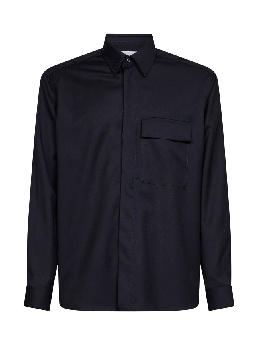 Overshirt Virgin Wool Dark Navy Blue Shirt