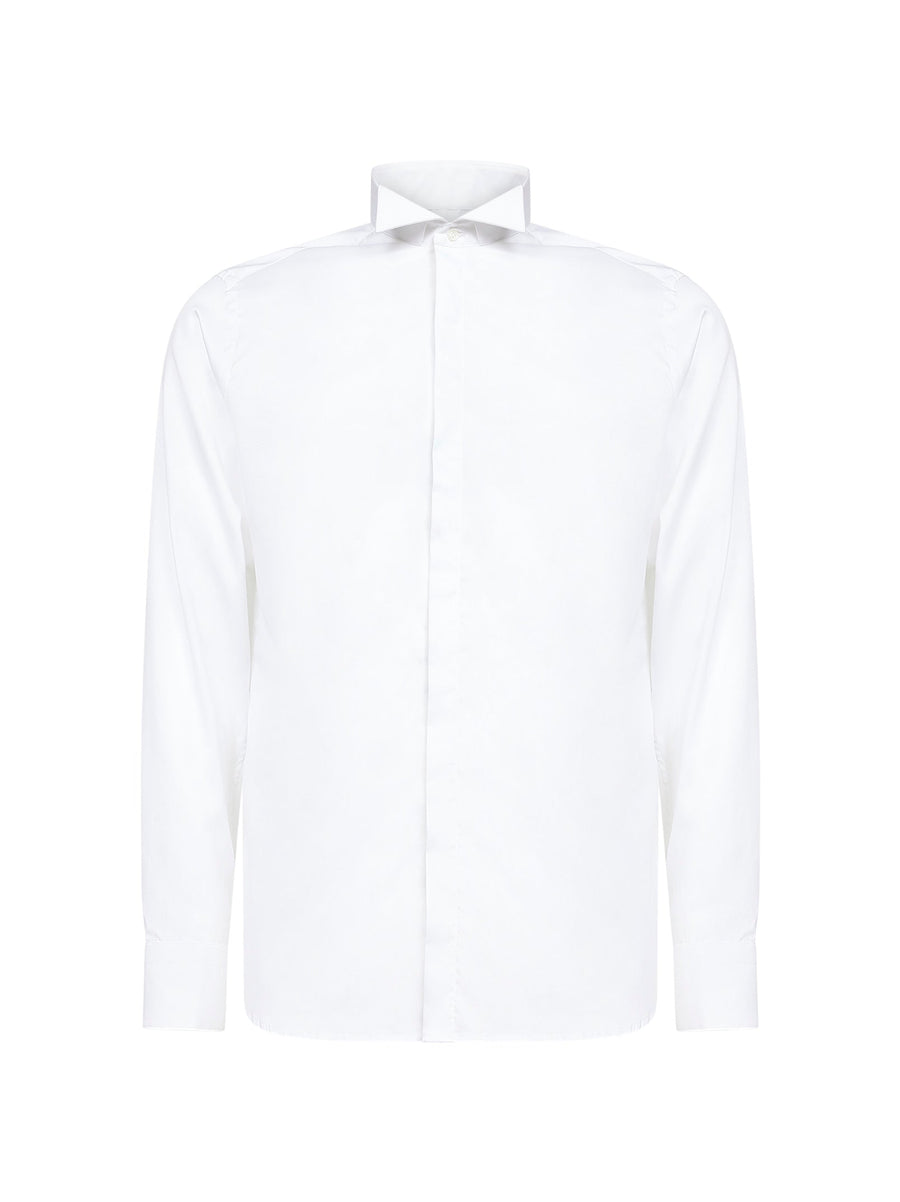 Shirt Wing Collar Cotton Poplin White