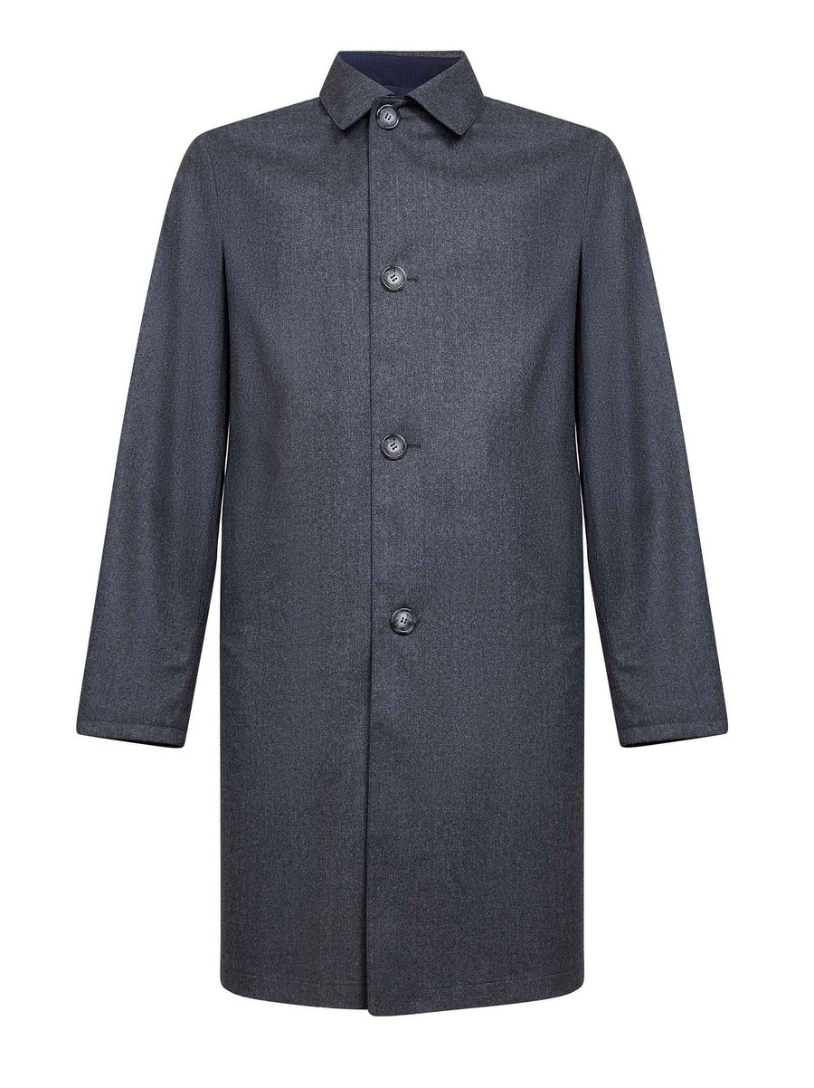 Coat Two-Tone Reversible Anthracite Grey-Midnight Blue Grey/blue Wool