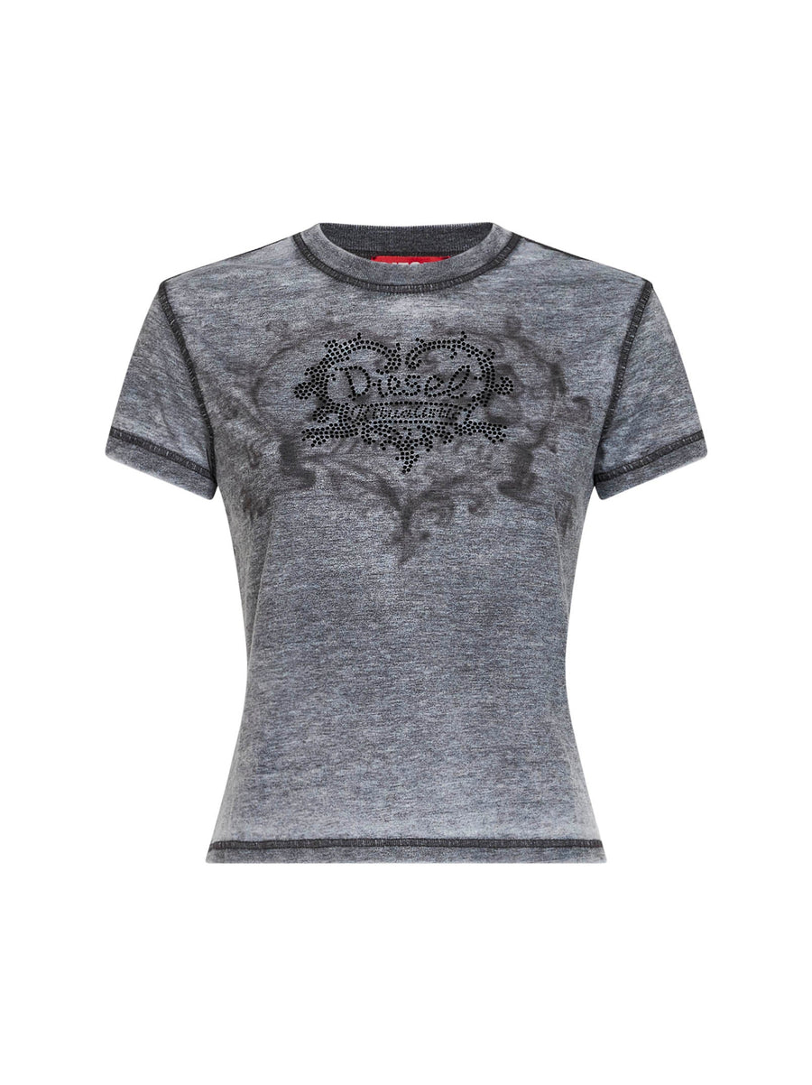 T-Shirt T-Ila-Aa1 Grey Rhinestone Polyester T-shirts & Jerseys