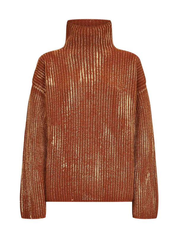 Sweater M-Amet Ribbed Wool-Blend Brown Camel