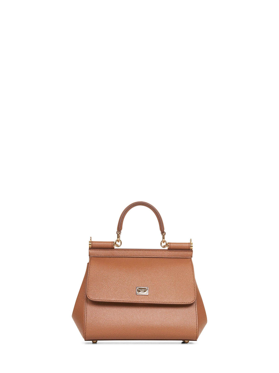 Handbag Medium Sicily Beige Calfskin Leather Handbags