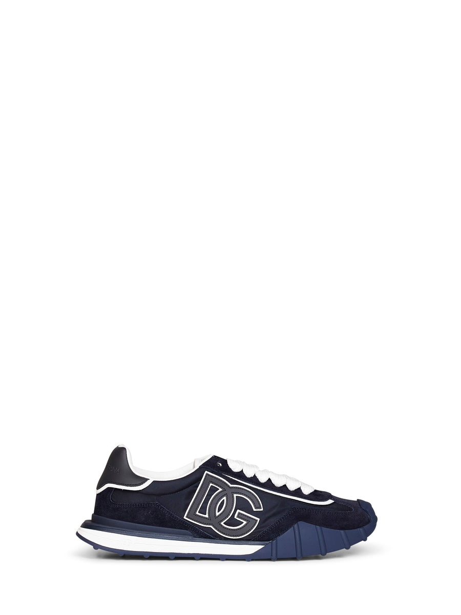 Trainers Athletic Blue Nylon-Suede Calf Leather