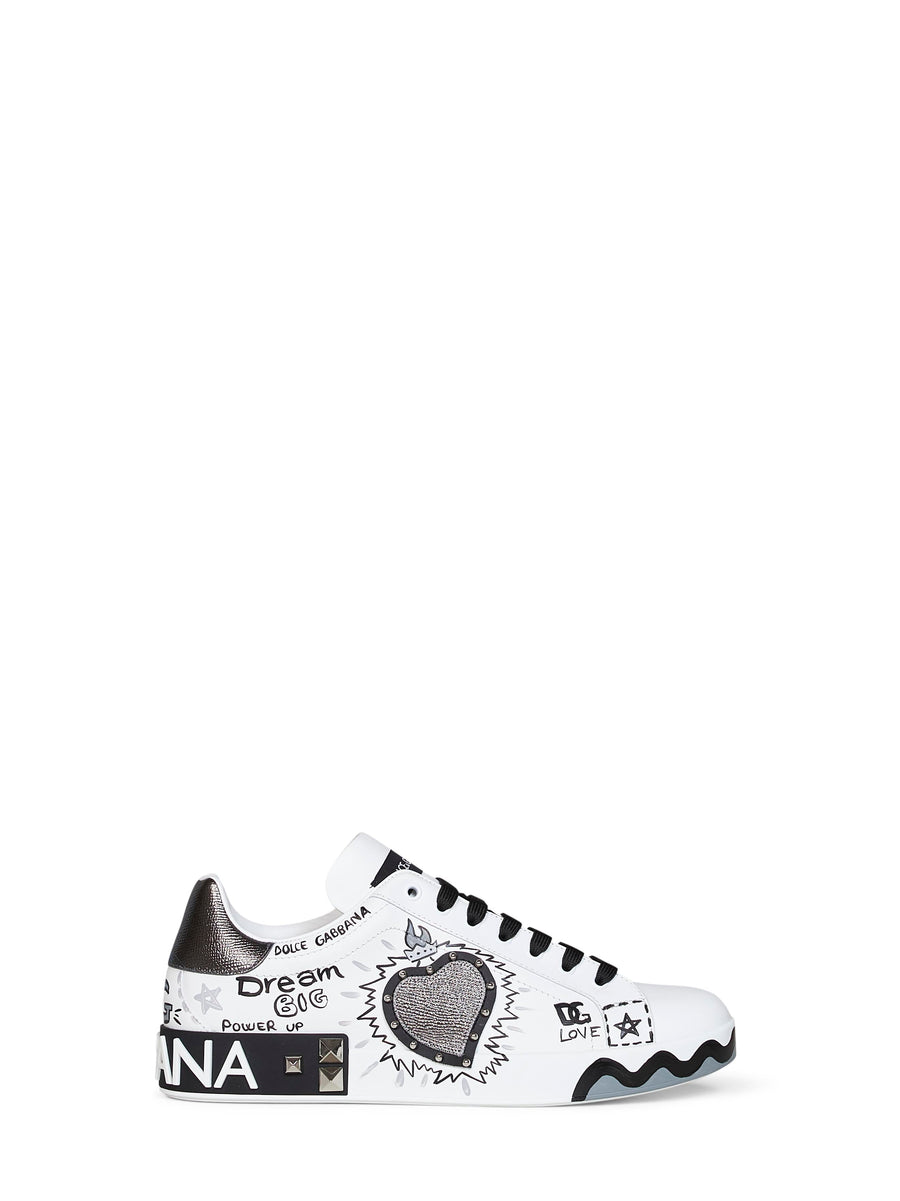 Sneakers Portofino White Leather Calf Trainers