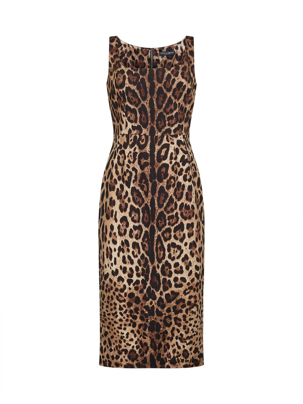 Midi Dress Leopard Print Multicolour Silk