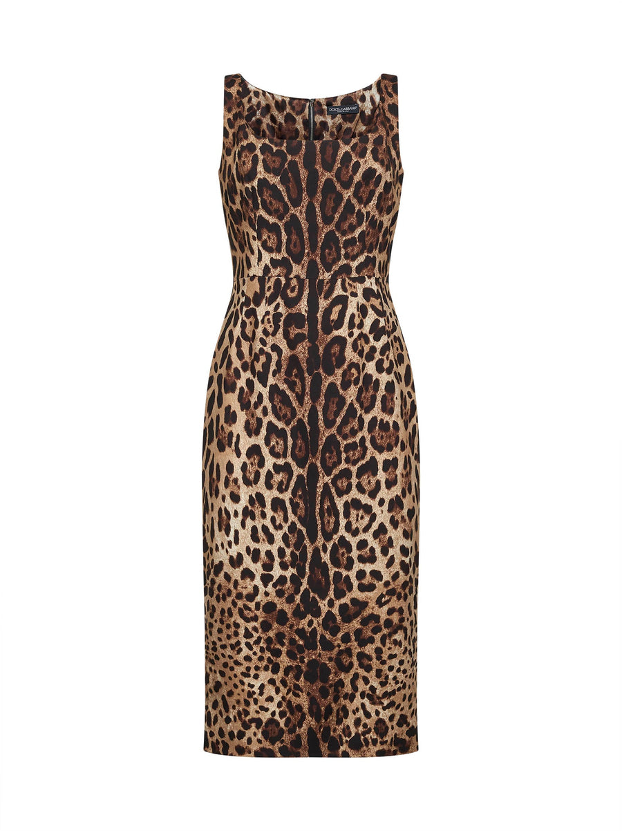 Midi Dress Leopard Print Multicolour Silk