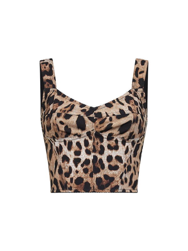 Bustier Top Leopard Print Multicolour Polyamide Tops
