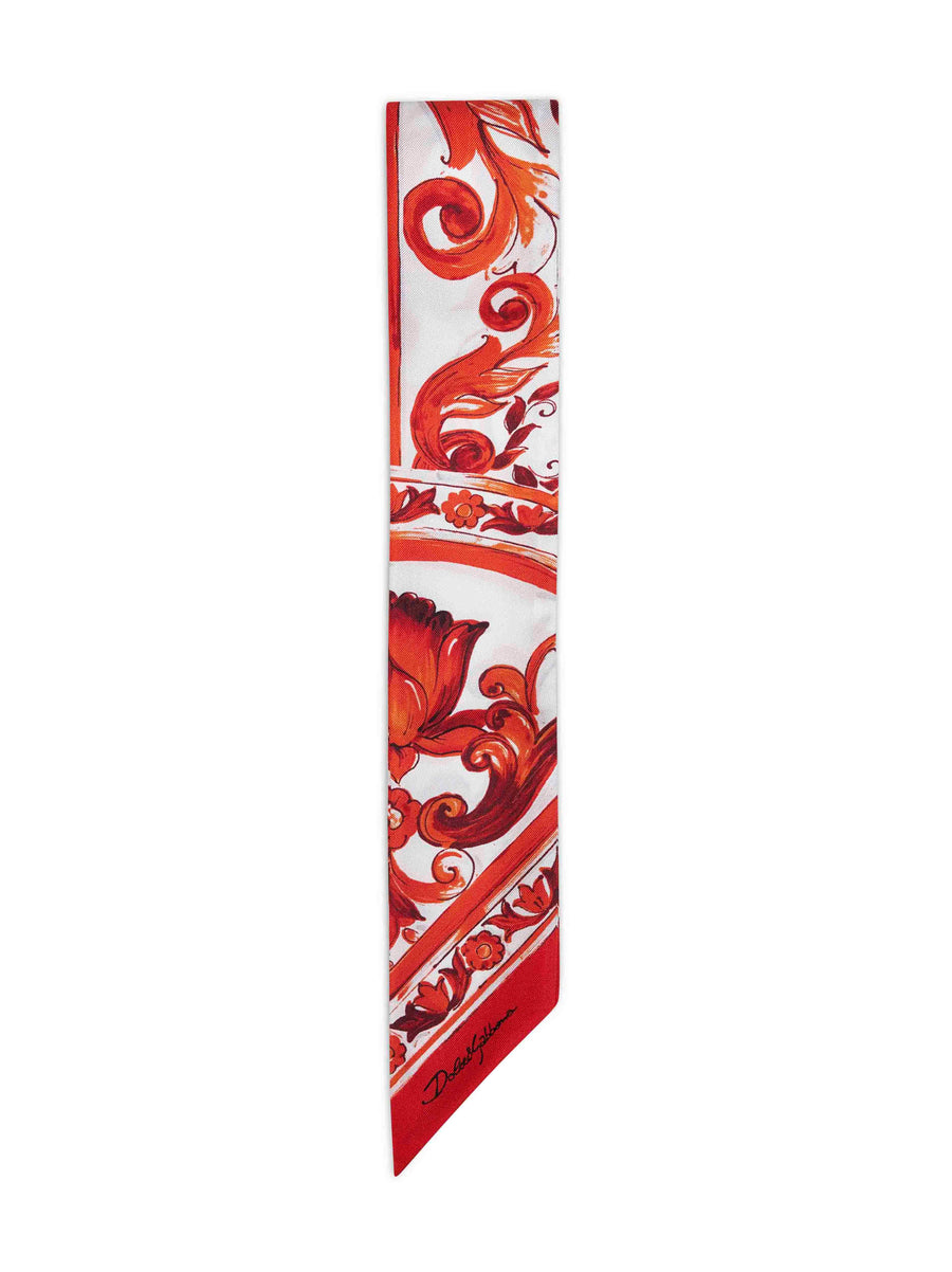 Silk Twill Bandeau - Orange Maiolica Scarf