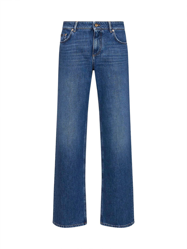 Jeans Blue Cotton Straight Leg