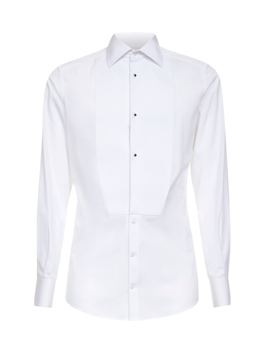 Shirt Gold Tuxedo White Cotton Poplin