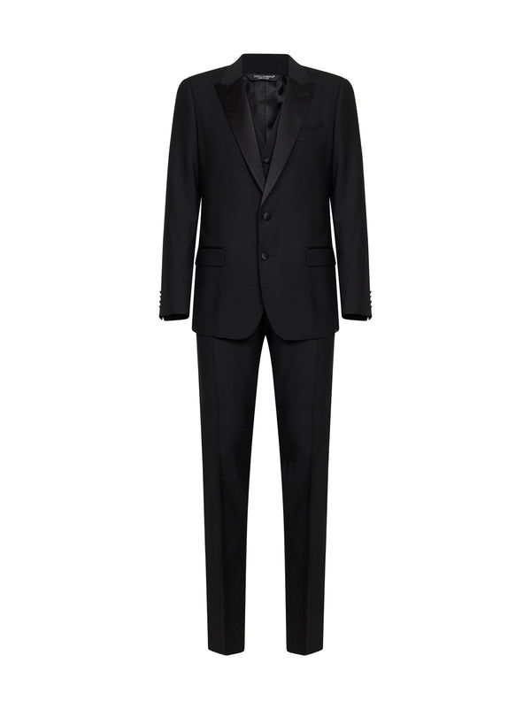 Tuxedo Suit Three-Piece Black Virgin Wool Suits