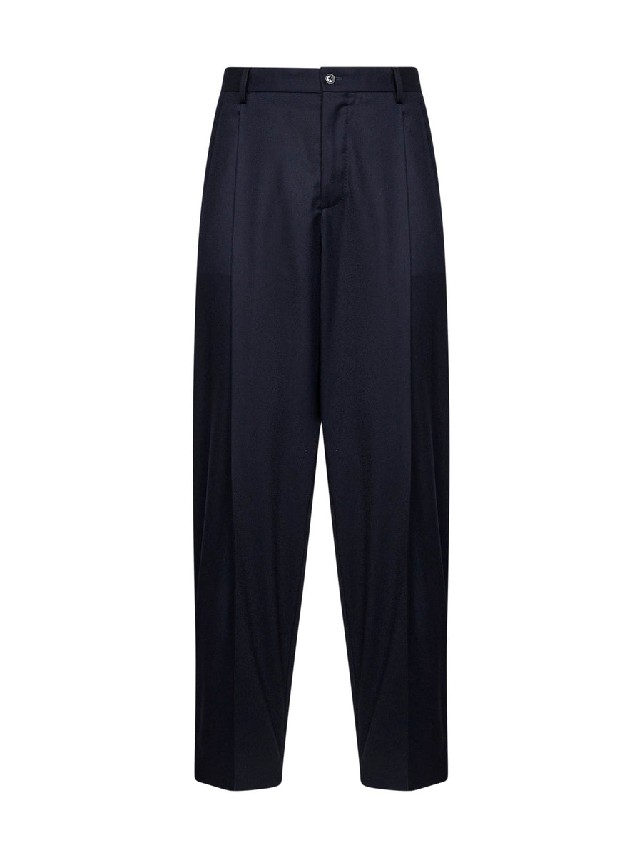 Tailored Trousers Dark Blue Stretch Flannel Cotton