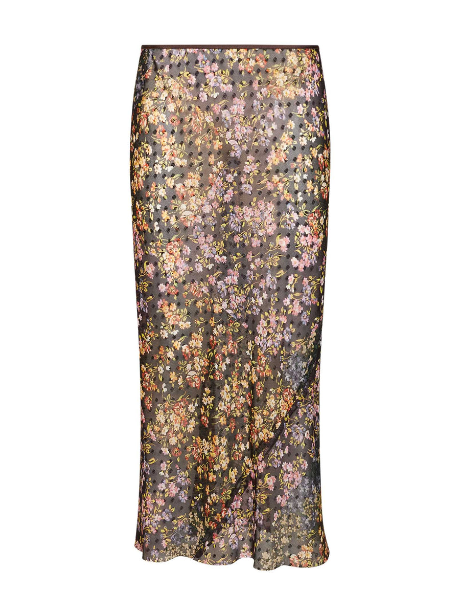 Midi Skirt Auber Floral Jacquard Multicolour Polyester