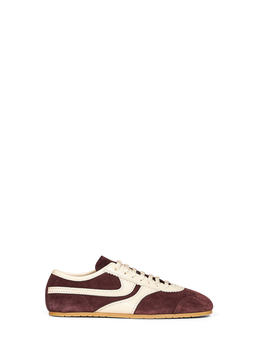 Sneakers Burgundy Suede Calf Leather Trainers