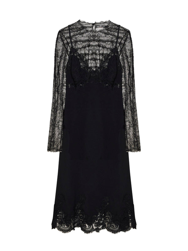 Midi Lingerie Dress Black Lace Viscose