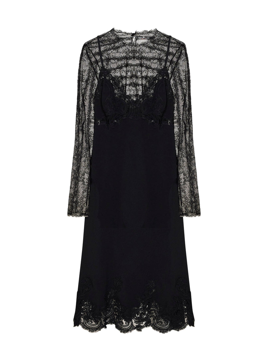 Midi Lingerie Dress Black Lace Viscose