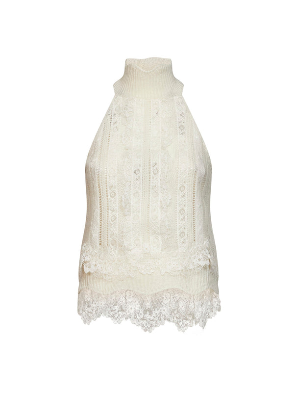 Top Pink Cashmere Valencienne Lace Tops