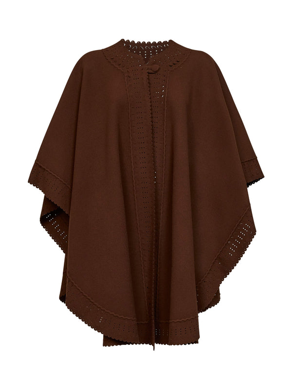 Cape Double-Faced Virgin Wool Chestnut Brown Capes