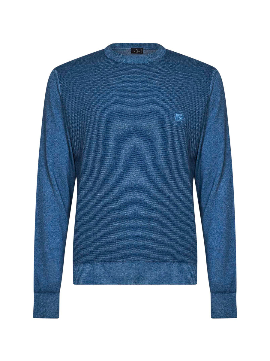 Crewneck Wool Sweater Mid Avio Blue
