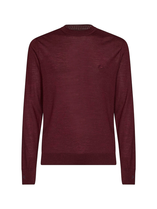 Knit Sweater Pegaso Burgundy Wool-Silk