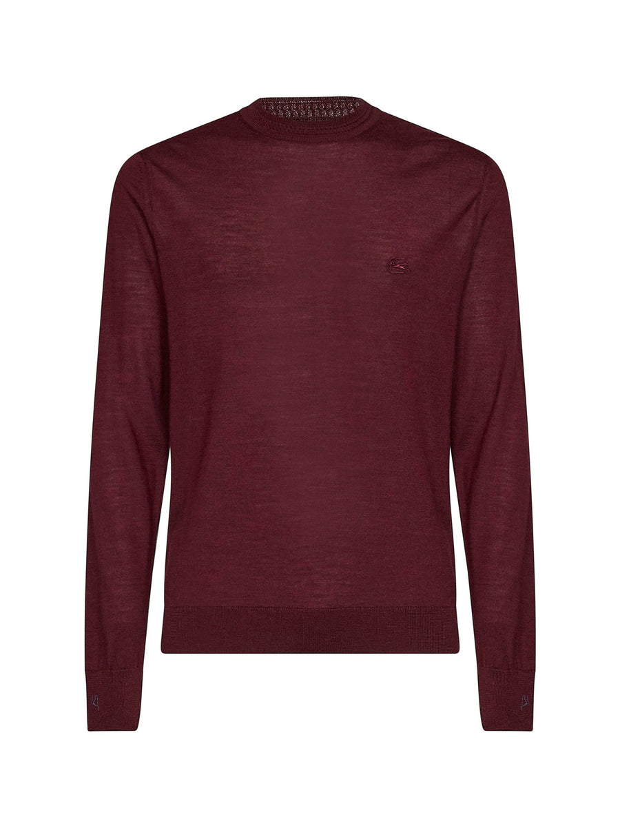Knit Sweater Pegaso Burgundy Wool-Silk