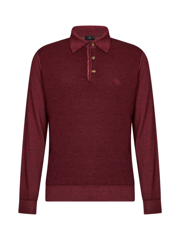 Polo Shirt Burgundy Wool