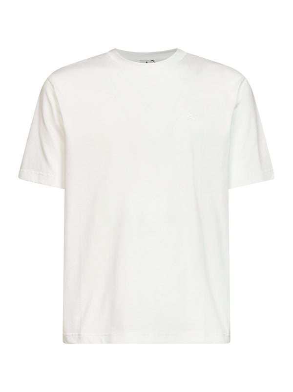 T-Shirt With Embroidered Logo, Beige Cotton T-shirts