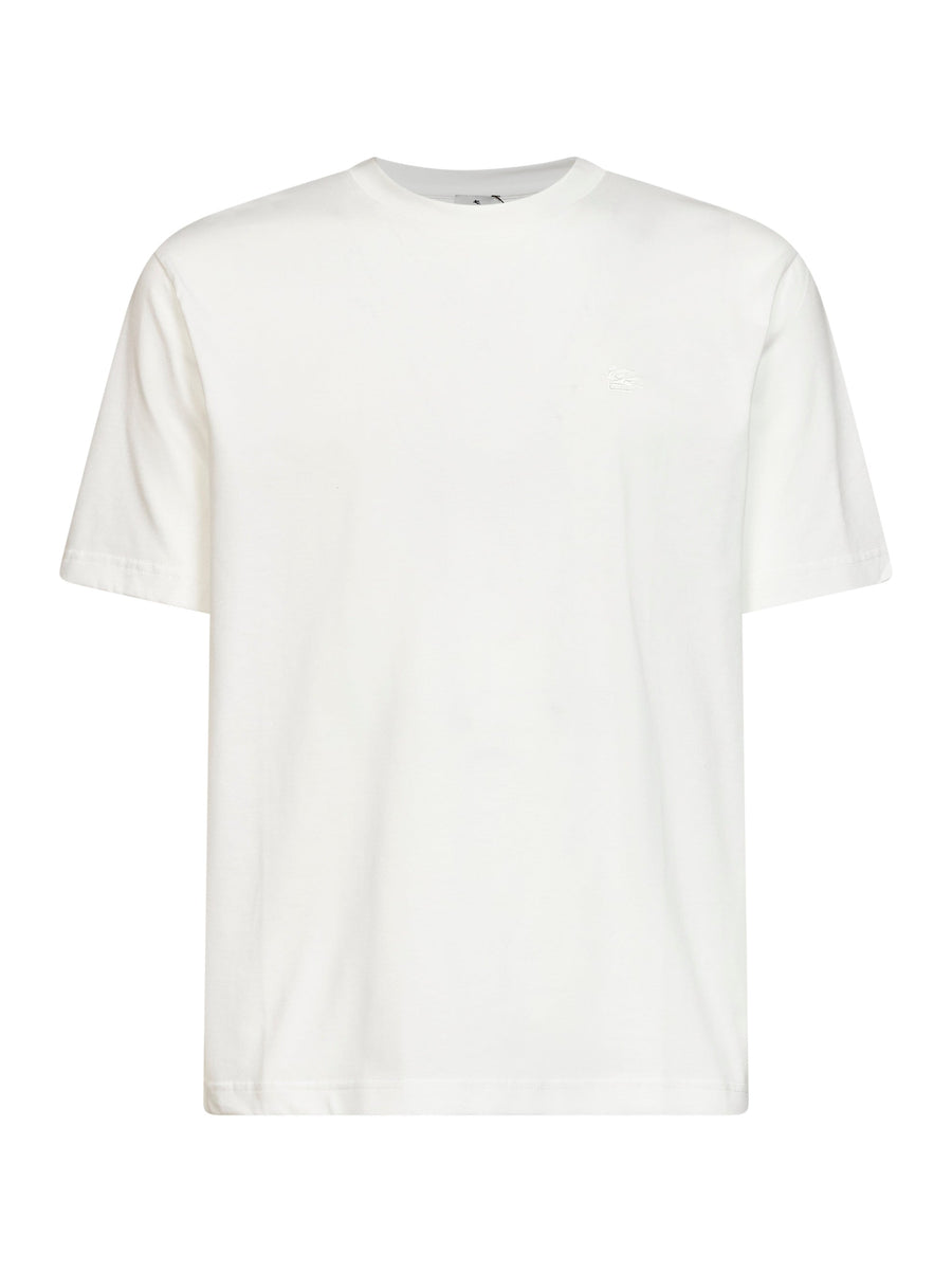 T-Shirt With Embroidered Logo, Beige Cotton T-shirts