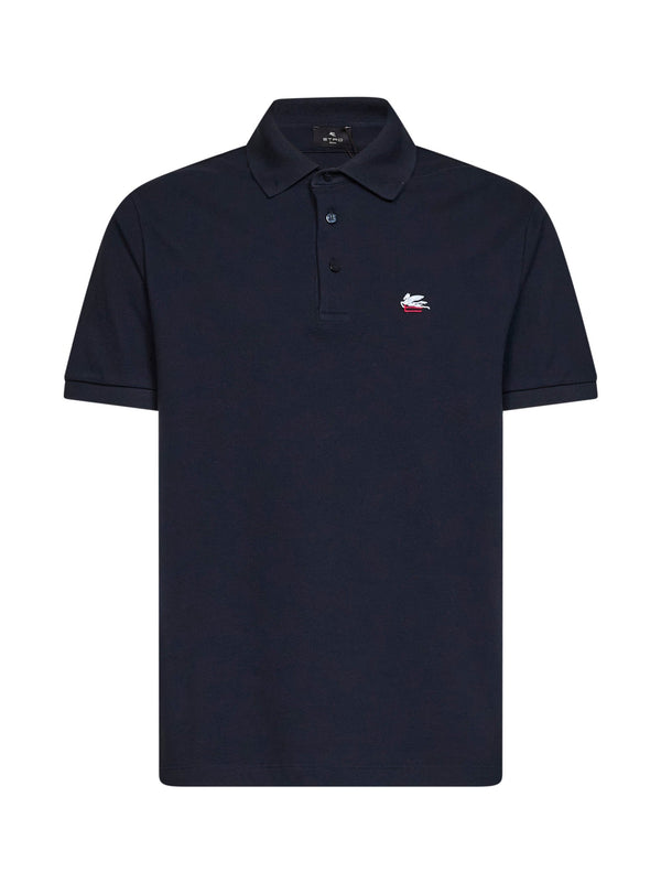Polo Shirt Pegaso Embroidery Navy Cotton Blue