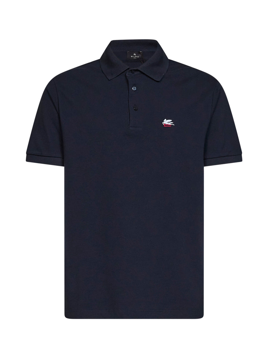 Polo Shirt Pegaso Embroidery Navy Cotton Blue