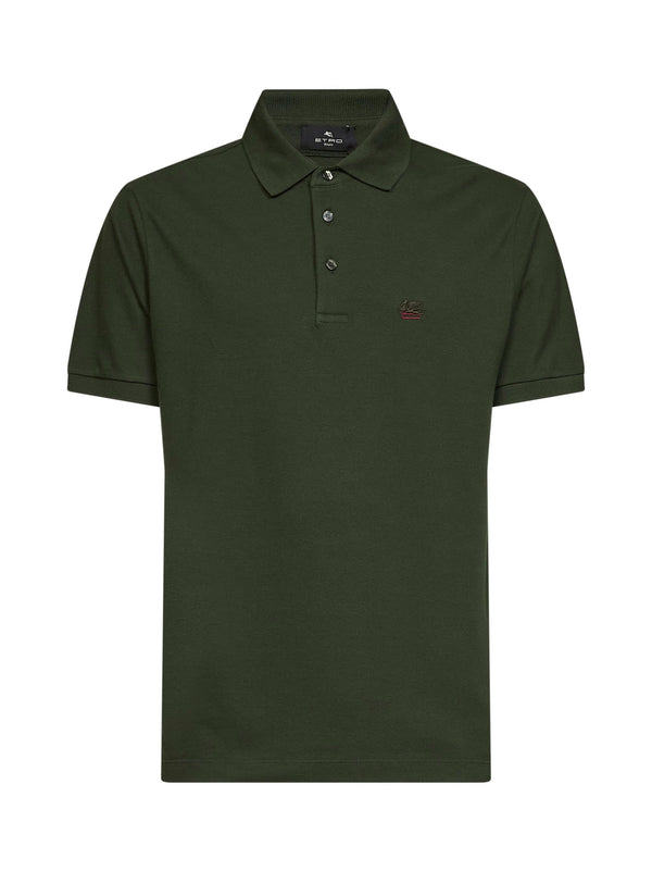 Polo Shirt Pegaso Embroidery Green Cotton