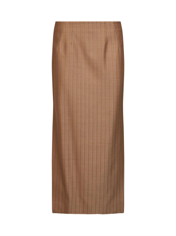 Skirt Straight Midi Camel Wool Mud