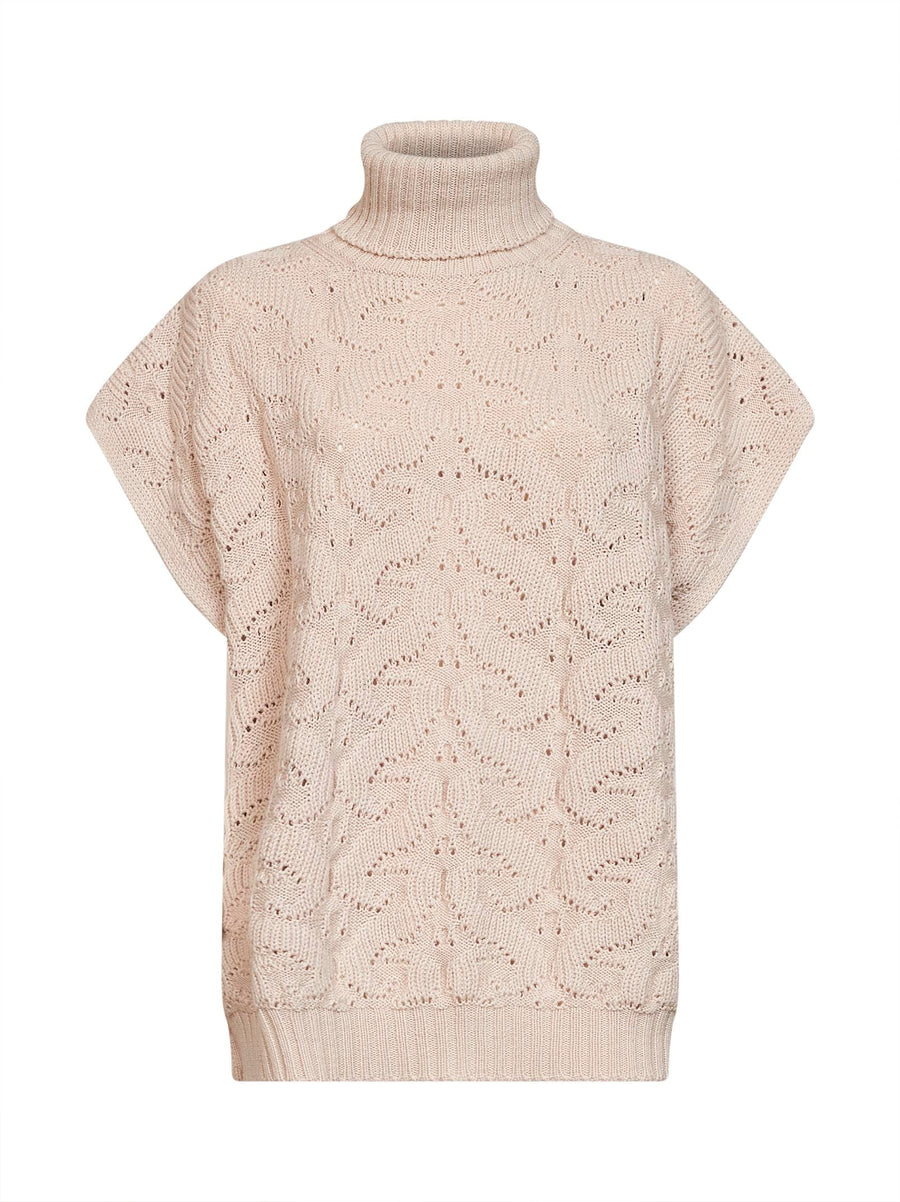 Turtleneck Sweater — Paisley Knit, Beige Wool