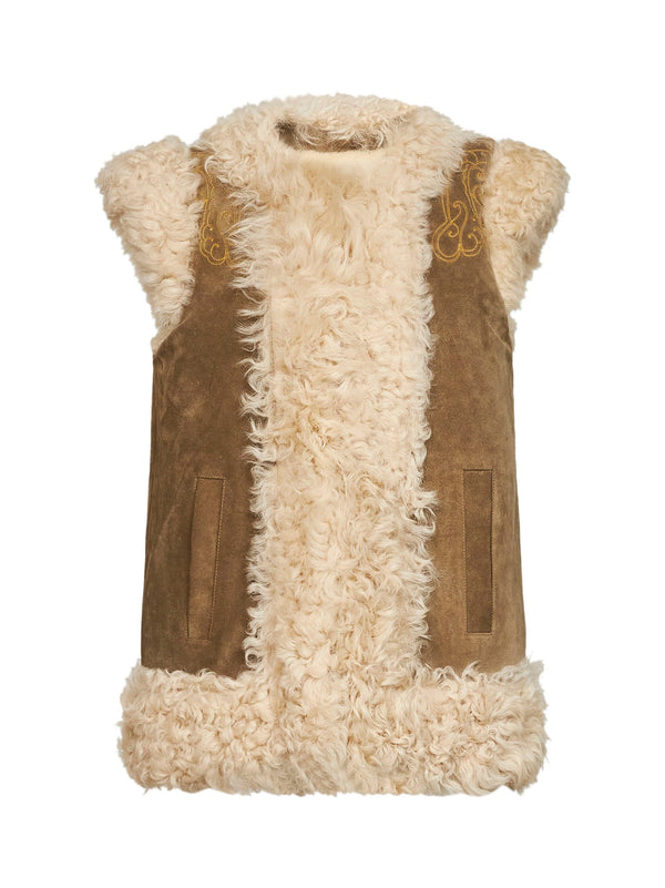 Shearling Vest Brown Lambskin Faux Fur & Coats