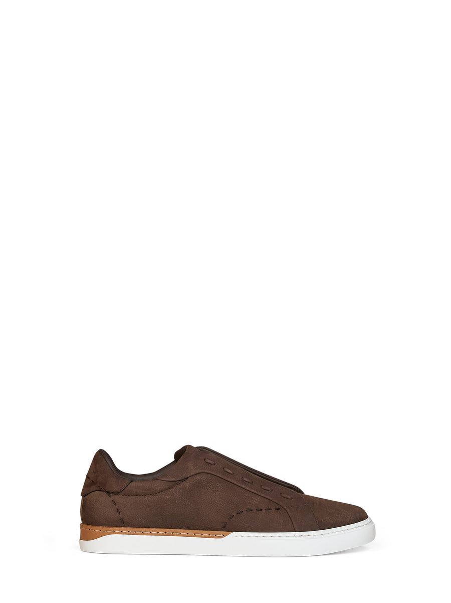 Low-Top Sneakers City Brown Nubuck Calf Leather Trainers