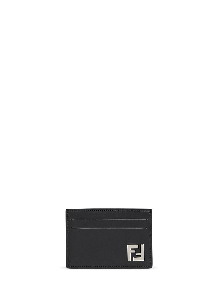 Card Holder Squared Ff Black Calf Leather Wallets & Cardholders