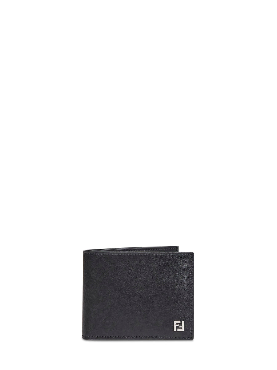 Bi-Fold Wallet Squared Ff Black Calf Leather & Cardholders
