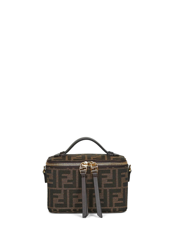 Mini Vanity Bag Brown Polyester Handbags