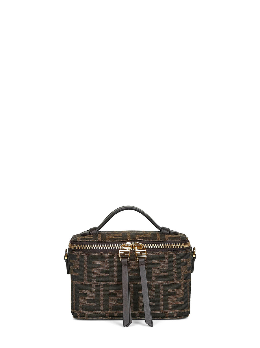 Mini Vanity Bag Brown Polyester Handbags
