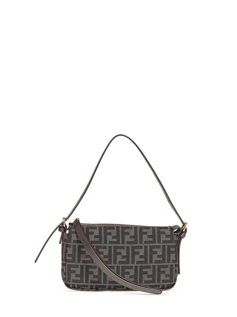 Shoulder Bag Small Brown Zucca Jacquard Polyester