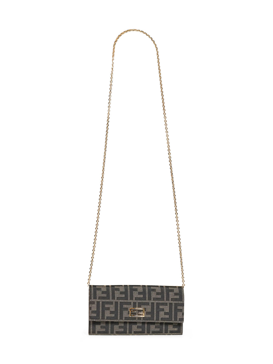Continental Wallet On Chain Brown Polyester Bag