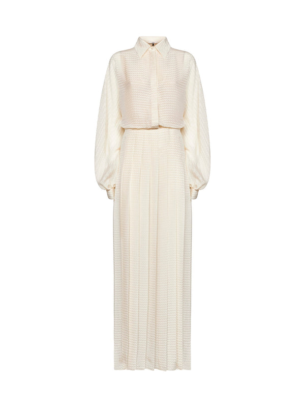 Long Shirt Dress Ivory Silk