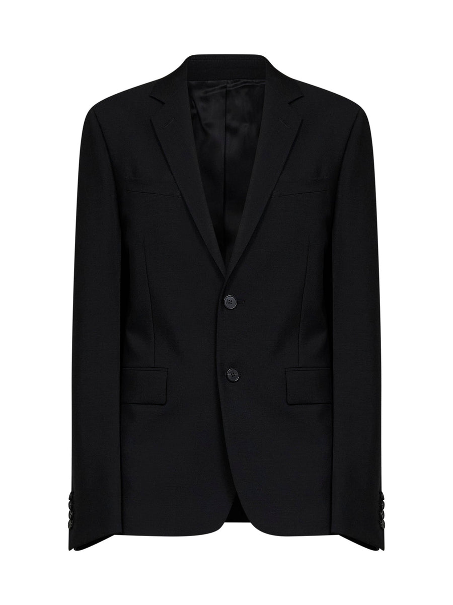 Single-Breasted Mohair Blazer Black Jacket
