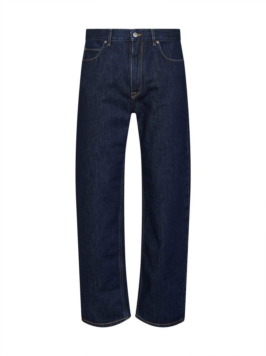 Jeans Straight-Leg Dark Blue Polyester