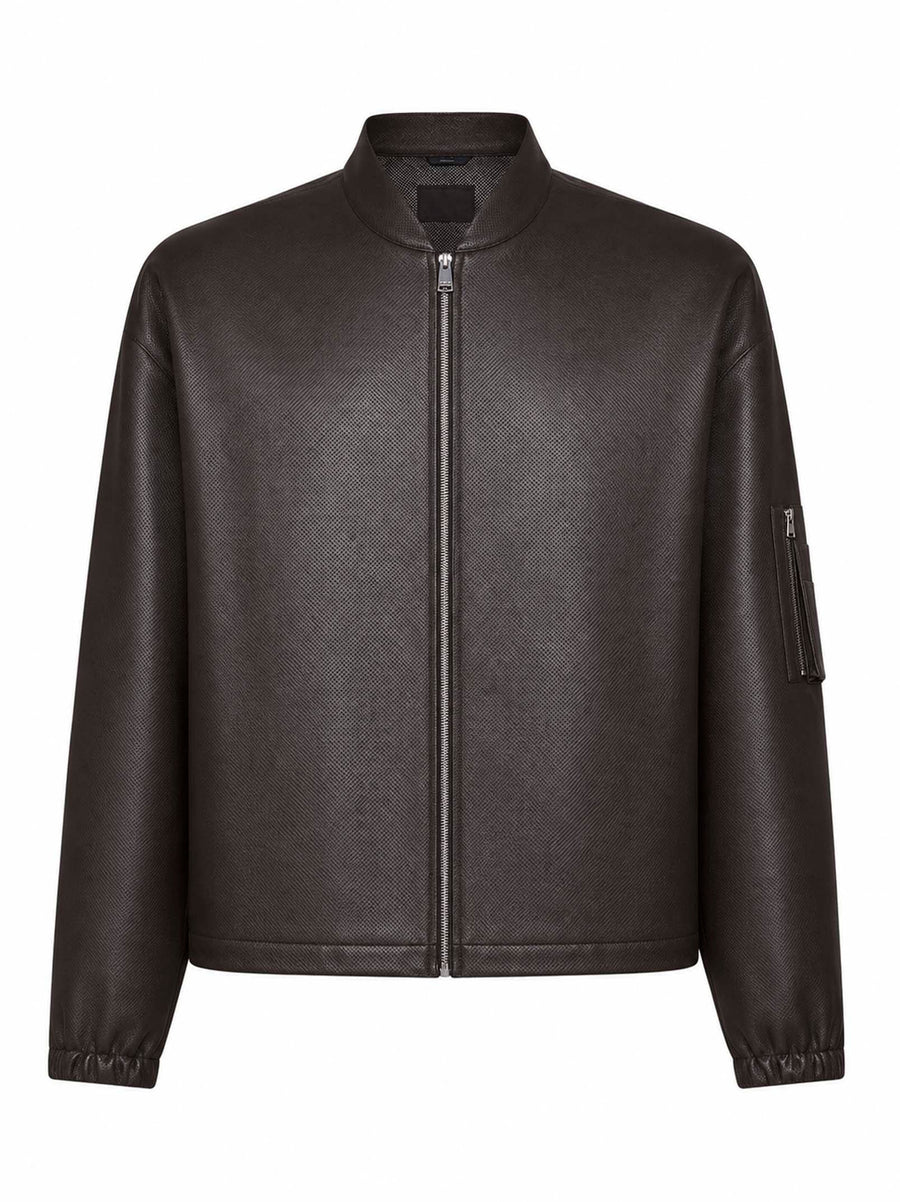 Nappa Leather Blouson Dark Brown Lambskin Bomber Jackets