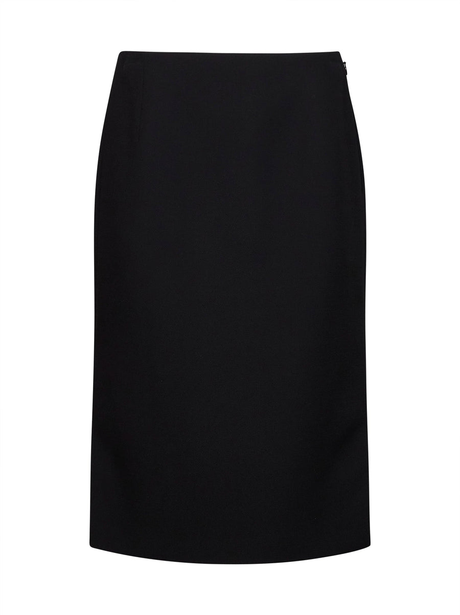 Pencil Skirt Black Wool And Silk Cotton