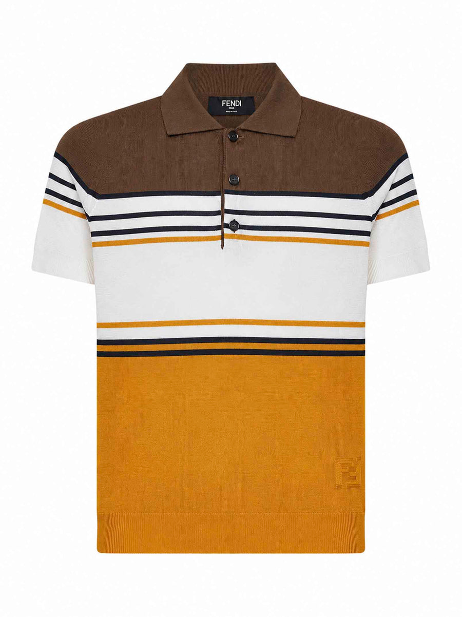 Polo Shirt Multicolour Striped Polyester