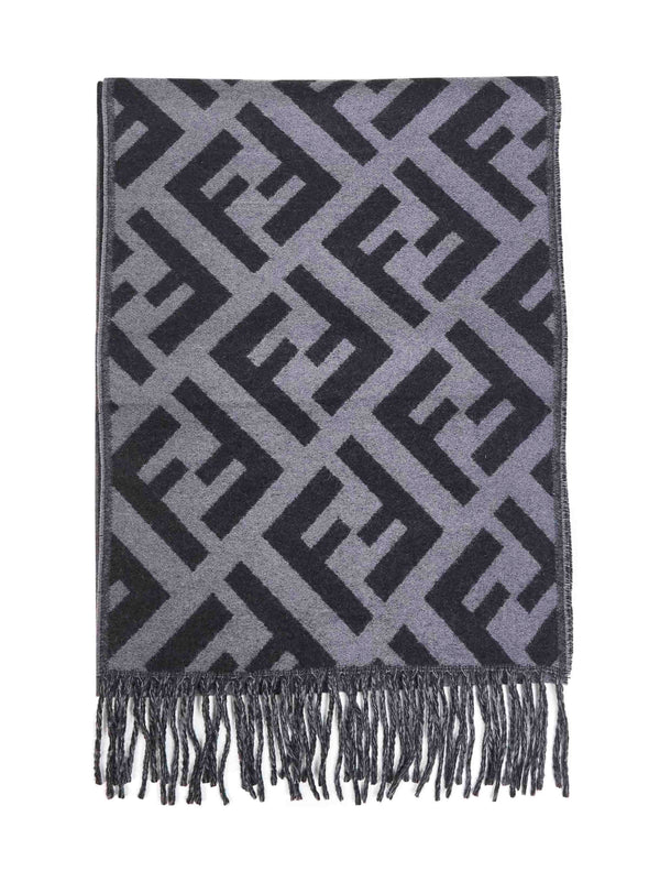 Scarf Ff Cashmere Grey-Black Multicolour