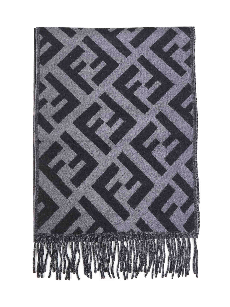 Scarf Ff Cashmere Grey-Black Multicolour