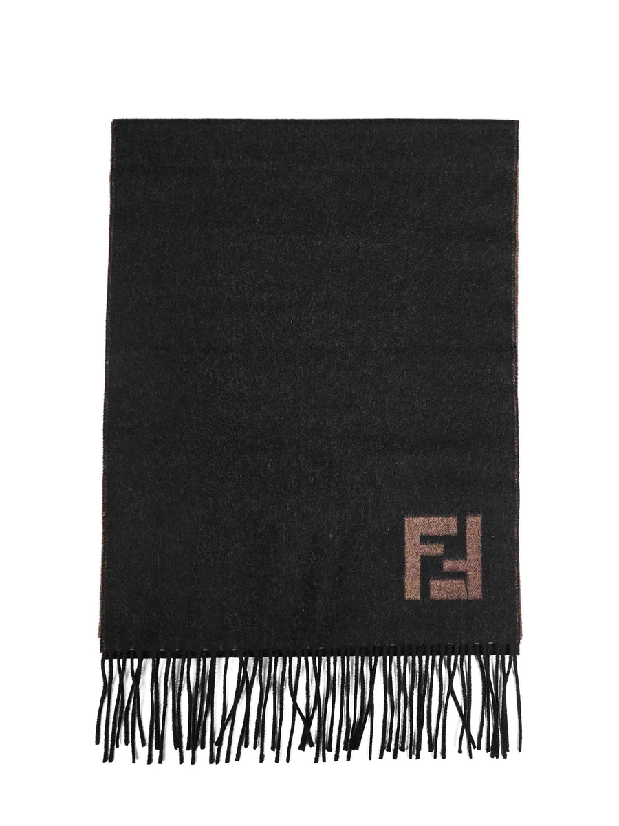 Scarf Two-Tone Black-Sand Wool-Cashmere